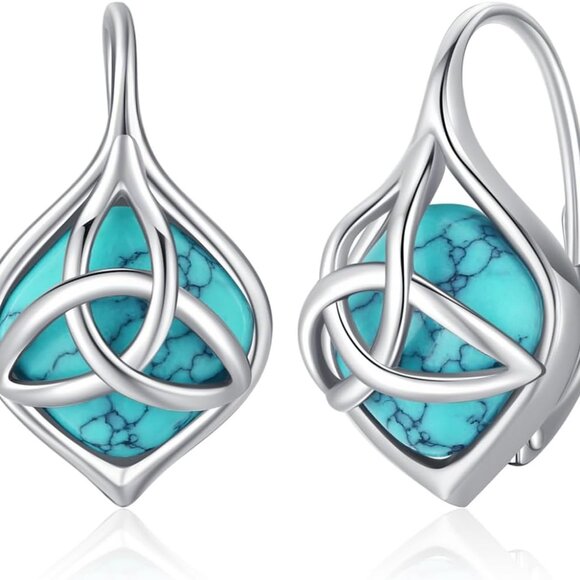Sterling Silver Turquoise Dangle Earrings for Women Hypoallergenic Jewelry